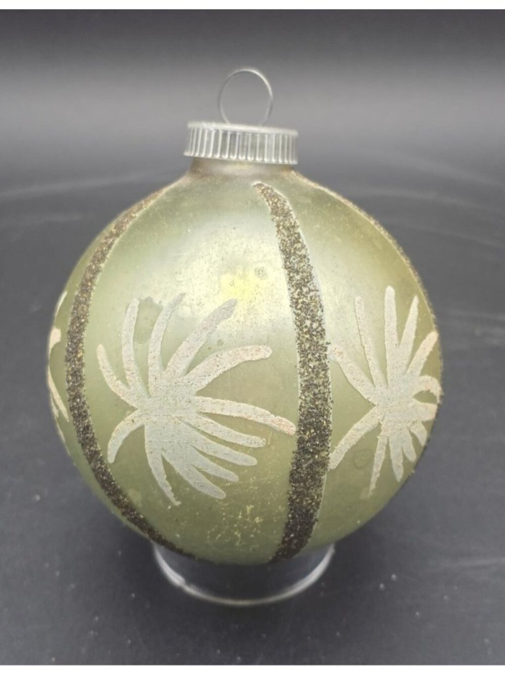 Vintage West Germany Mercury Glass 3" Christmas Ornament Hand Painted Mica